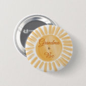 Hier kommt Son Yellow Sunshine Baby Shower Oma Button (Vorne & Hinten)
