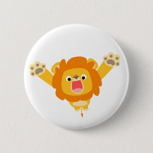Hier kommt Trouble (Cartoon Lion) Taste Abzeichen Button