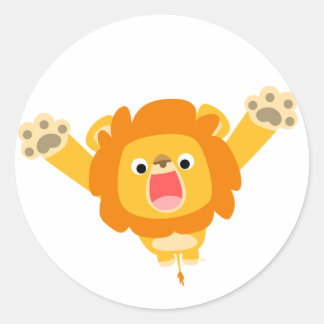 Hier kommt Trouble (niedlich Cartoon Lion) Aufkleb Runder Aufkleber