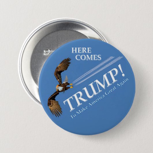 Hier kommt Trump! Button (Vorne & Hinten)