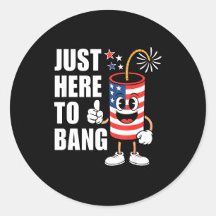 Hier nur um lustige Feuerwerk-Rakete USA Humor zu  Runder Aufkleber