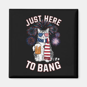 Hier nur um USA-Flagge-Bier-Katzenliebhaber am 4. Magnet