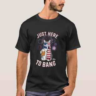 Hier nur um USA-Flagge-Bier-Katzenliebhaber am 4. T-Shirt