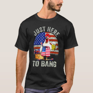 Hier nur Usa-Flagge-Huhn-Bier-Feuerwerk 4 T-Shirt