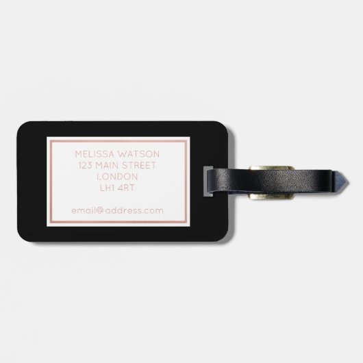 Hier Rosen-Gold u. schwarzer Gepäckanhänger (Rückseite horizontal)