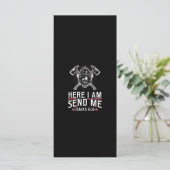 Hier schicke ich Isaiah 68 Feuerwehrmann Menükarte (Stehend Vorderseite)