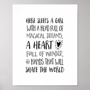 Hier schläft ein Mädchen mit einem Kopf voller Trä Poster