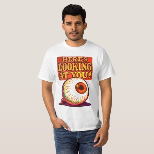 Hier sehen Sie, Retro Eyeball White T - Shirt (Vorne ganz)