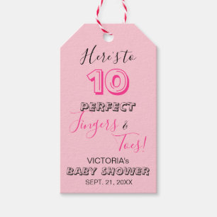 "Hier sind 10 perfekte Fingers & Toes" Babydusche Geschenkanhänger