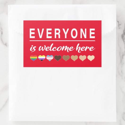 Hier sind alle willkommen rechteckiger aufkleber (Tasche)