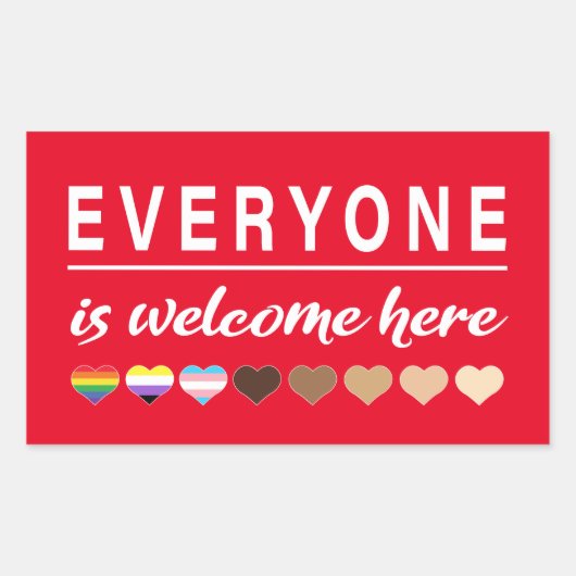 Hier sind alle willkommen rechteckiger aufkleber (Vorderseite)