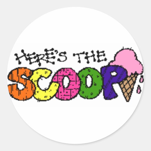 Hier sind die Scoop Stickers (Vorderseite)