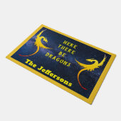 "Hier sind Drachen auf Starry Sky" Fußmatte (Schrägansicht)