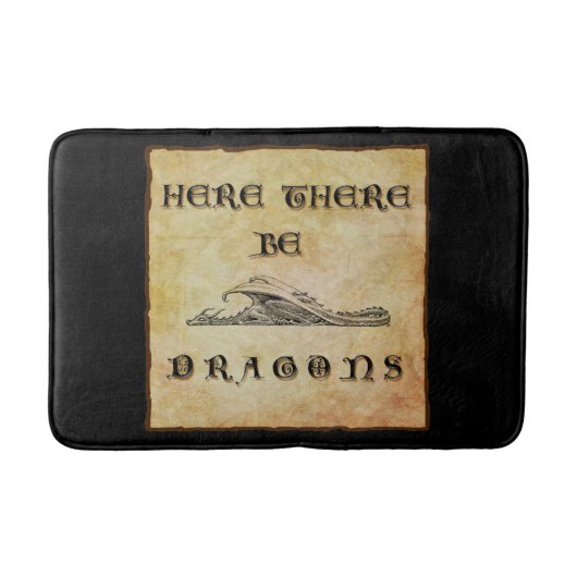 Hier sind Drachen Badematte (Vorderseite)