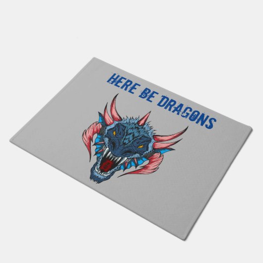 Hier sind Drachen Fußmatte (Schrägansicht)