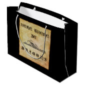 Hier sind Drachen Große Geschenktüte (Rückseite Schrägansicht)
