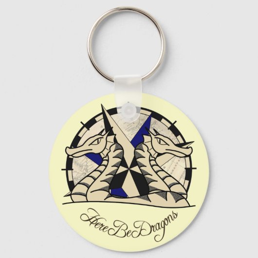Hier sind Drachen - Keyring Schlüsselanhänger (Vorderseite)