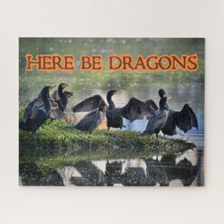 Hier sind Drachen Kormorane Seite gegenüber Puzzle