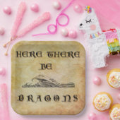 Hier sind Drachen Pappteller (Party)