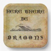 Hier sind Drachen Pappteller (Vorderseite)