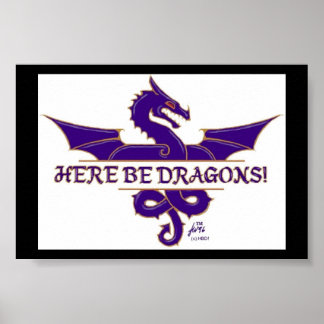 Hier sind Drachen Poster