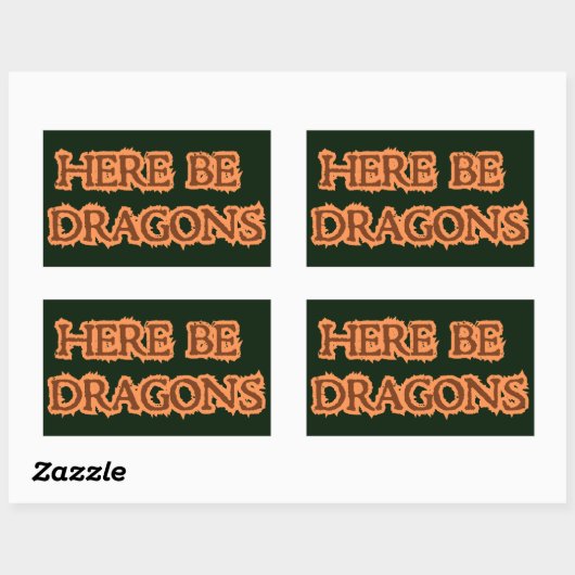 Hier sind Drachen Rechteckiger Aufkleber (Blatt)