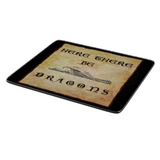 Hier sind Drachen Schneidebrett (Ecke)