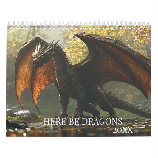 Hier sind Dragons Any Year Fantasy Calendar Kalender (Titelbild)