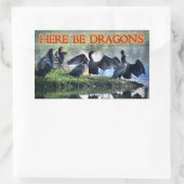 Hier sind Dragons Cormorants Rechteckiger Aufkleber (Tasche)