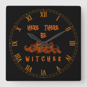 Hier sind Hexen Quadratische Wanduhr (Vorderseite)