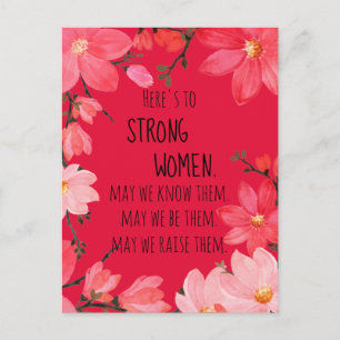 Hier sind starke Frauen Cherry Red Floral Postkarte