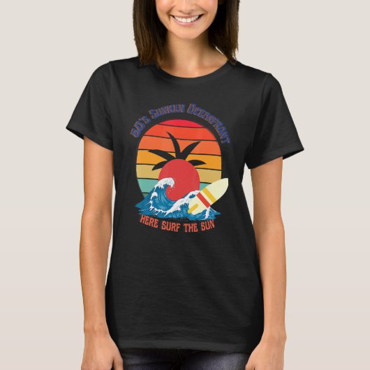 Hier surfen die Sonne Retro 60er verblasst Sommer T-Shirt (Vorderseite)