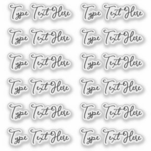 Hier Text eingeben   Set von 12 Script-Sticker-Eti Aufkleber