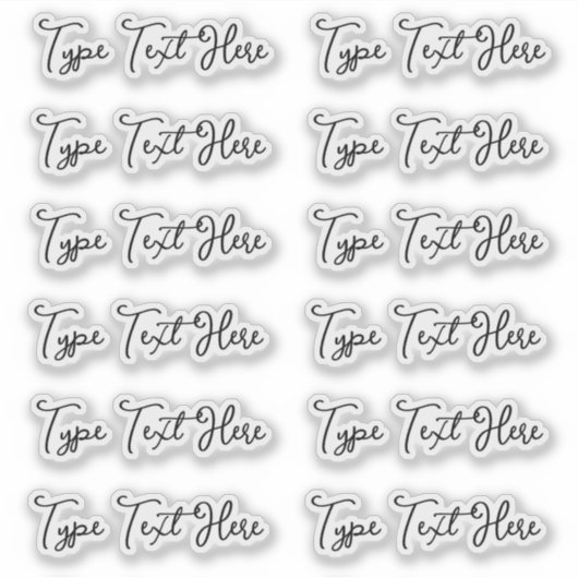 Hier Text eingeben | Set von 12 Script-Sticker-Eti Aufkleber (Vorderseite)