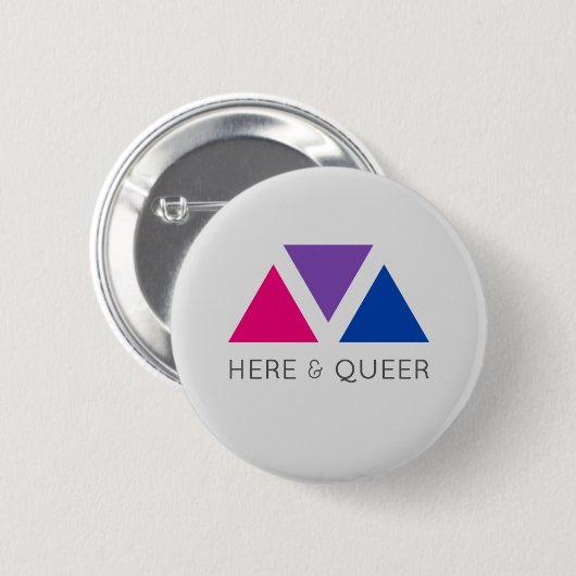 Hier u. que (Bisexual-Stolz) Button (Vorne & Hinten)
