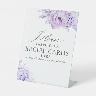 Hier verlass deine Rezeptionskarten - Lila Blütenb Sockelschild
