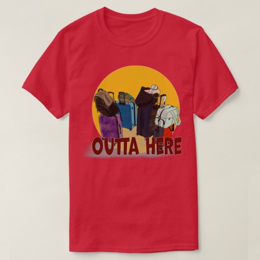 Hier verpackte Koffer T-Shirt (Design vorne)