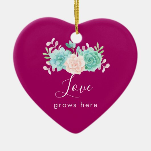 Hier wächst die inspirierende Liebe von Zitaten Keramik Ornament (Vorne)