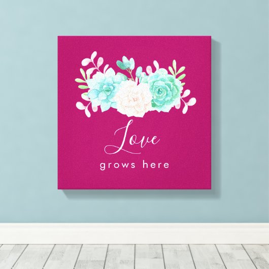 Hier wächst die inspirierende Liebe von Zitaten Leinwanddruck (Insitu (Holzboden))