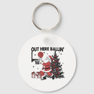 Hier wird Basketball Sport Xmas Weihnachten gespie Schlüsselanhänger