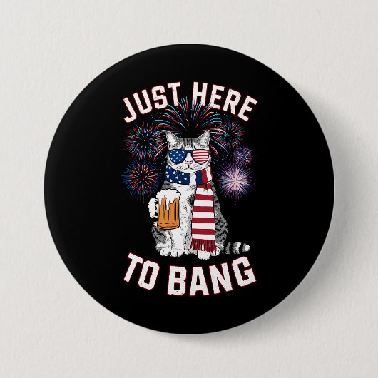 Hier zu Bang USA Flag Bierkatze Lover 4. Juli Button (Vorderseite)