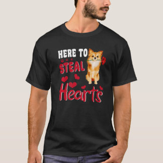 Hier zu stehlen hören Funny Spitz Dog Valentin T-Shirt