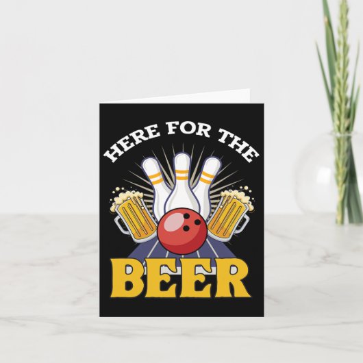 Hier zum Bier trinken Bowling Karte (Vorderseite)