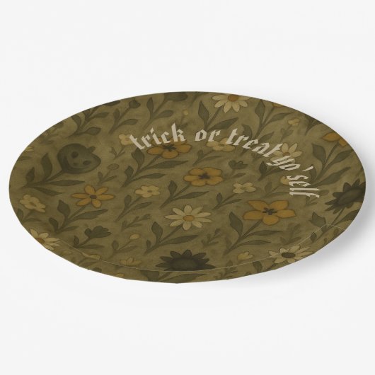 Hier zum "Boos Trick" oder "Treat Yo'Self" Pappteller (Schrägansicht)