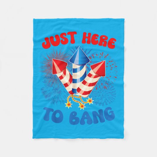 Hier zum Feiern Lustiger 4. Juli Amerikanische Fla Fleecedecke (Vorderseite)