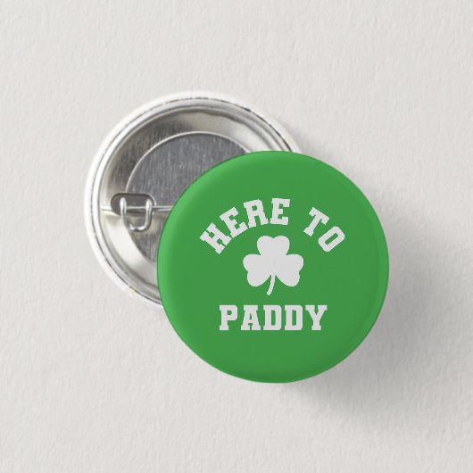 Hier zum Paddy Funny St Patrick's Day Kleeblatt Button (Vorne & Hinten)