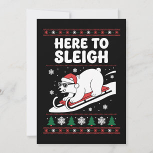 Hier zum Weihnachtsfest Polarbär Schlitten Schnee Einladung