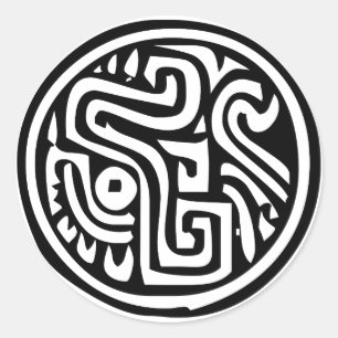Hieroglyph (Maya) Runder Aufkleber