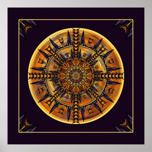 Hieroglyph Moth Mandala Art Print Poster (Vorne)