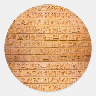 Hieroglyphe Altägypten Sprache Eingravierter Text Runder Aufkleber